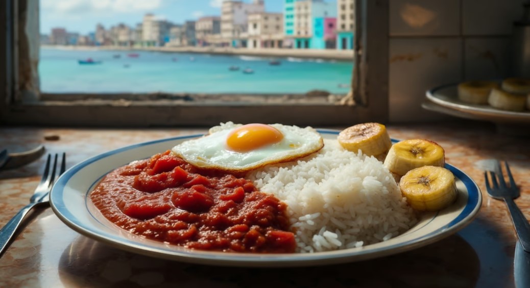 arroz a la cubana con huevo