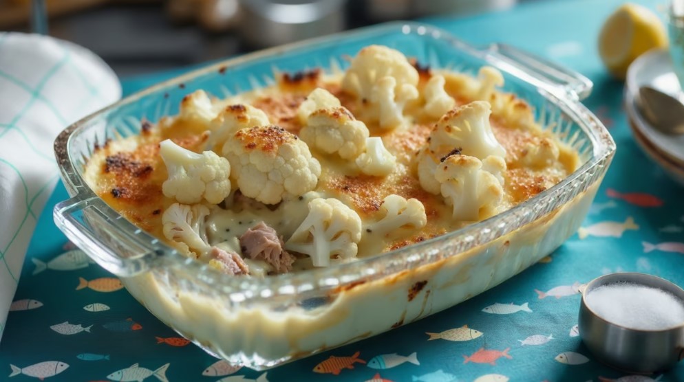 Coliflor con atún gratinada al horno