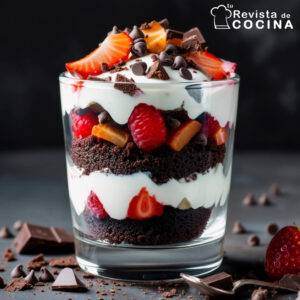 Parfait de Chocolate con Yogur Griego y Frutas