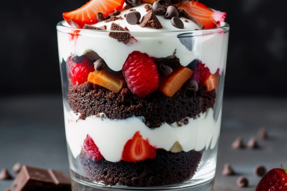 Parfait de Chocolate con Yogur Griego y Frutas