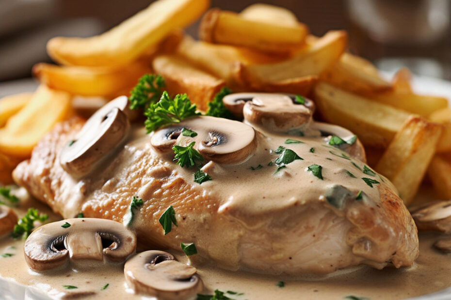 filetes de pollo con crema de champiñones